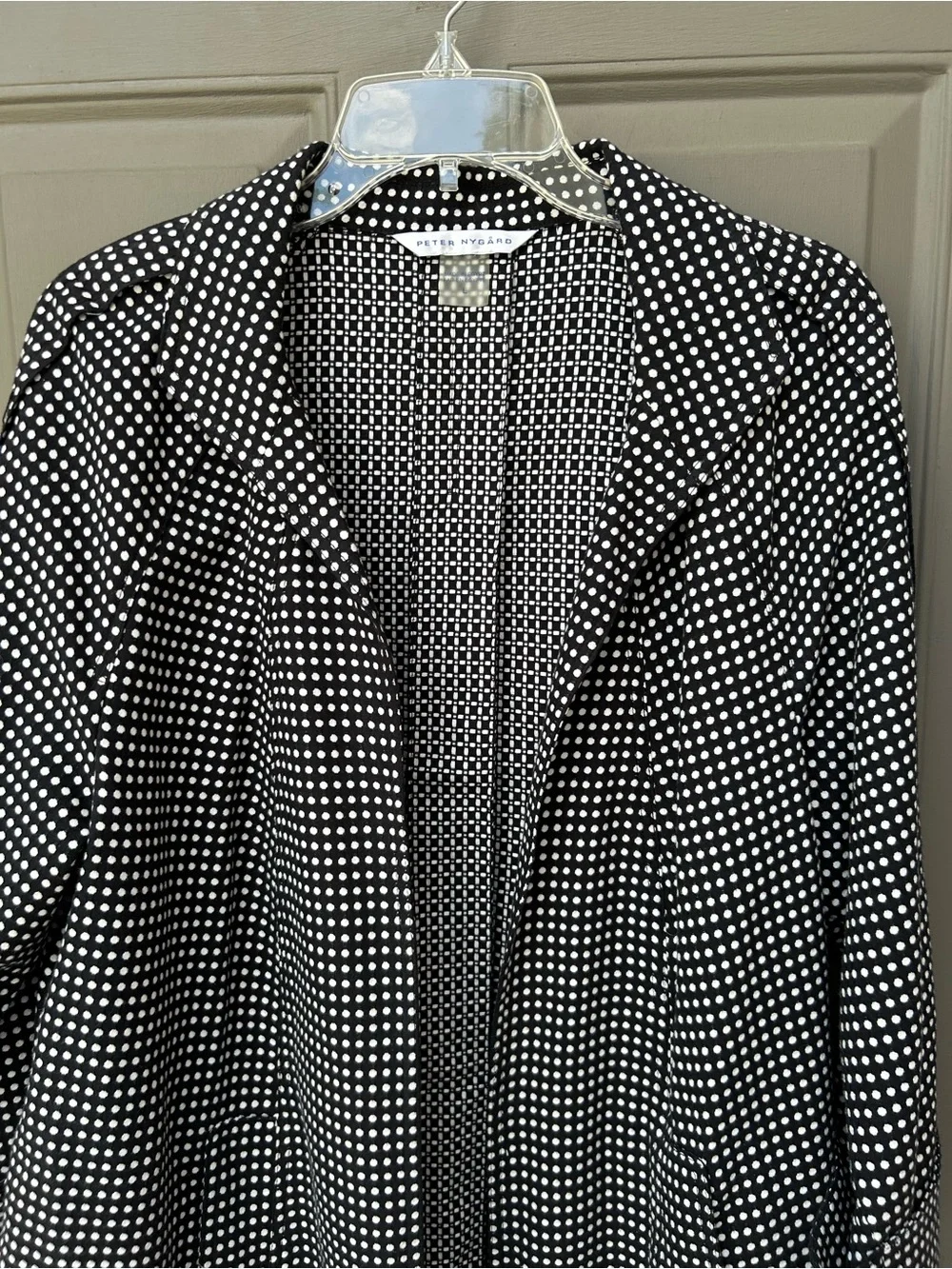 Black and White Polka Dot Open-Front Women's Jacket